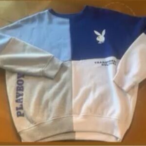 Playboy Blue and Gray Colorblock Sweatshirt